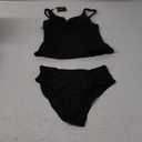 ZAFUL Women's Tankini Swimsuits Twist Front Tummy Control High Waisted Bikini Sets Two Piece Bathing Suits (1-black S)