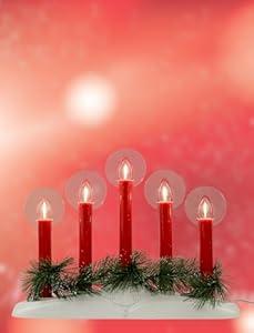 Hobbynors Classic Christmas Window Candles - Set of 5 Plug-in Electric Taper Lights for a Steady, Traditional Holiday Glow - Timeless Decoration for Windowsills & Mantles