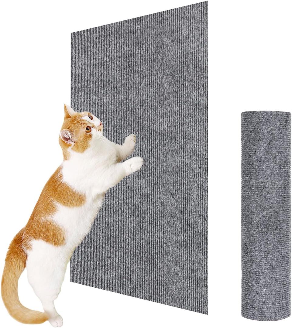 23.6x15.8 Couch Wall Corner Protection for Indoor Cats,Anti Scratch Furniture Protector from Cats Scratching,Trimmable Climbing Cat Scratcher Pad Play Mat Easy Use for Cat Board/Door/Carpet (Light Grey)