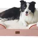Bedsure Orthopedic Dog Beds Large Sized Dog - Washable Large Dog Cat Bed Waterproof, Comfort Dogs Couch Sofa with Washable Removable Cover, Pet Bed with Nonskid Bottom, Pink, 35"