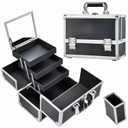 Joligrace Makeup Train Case Makeup Case 3-Tray Cosmetic Box with Mirror, Shine Black, 11.8-in Large Makeup Box with Detachable Brush Holder, Lockable Portable Makeup Travel Organizer Case