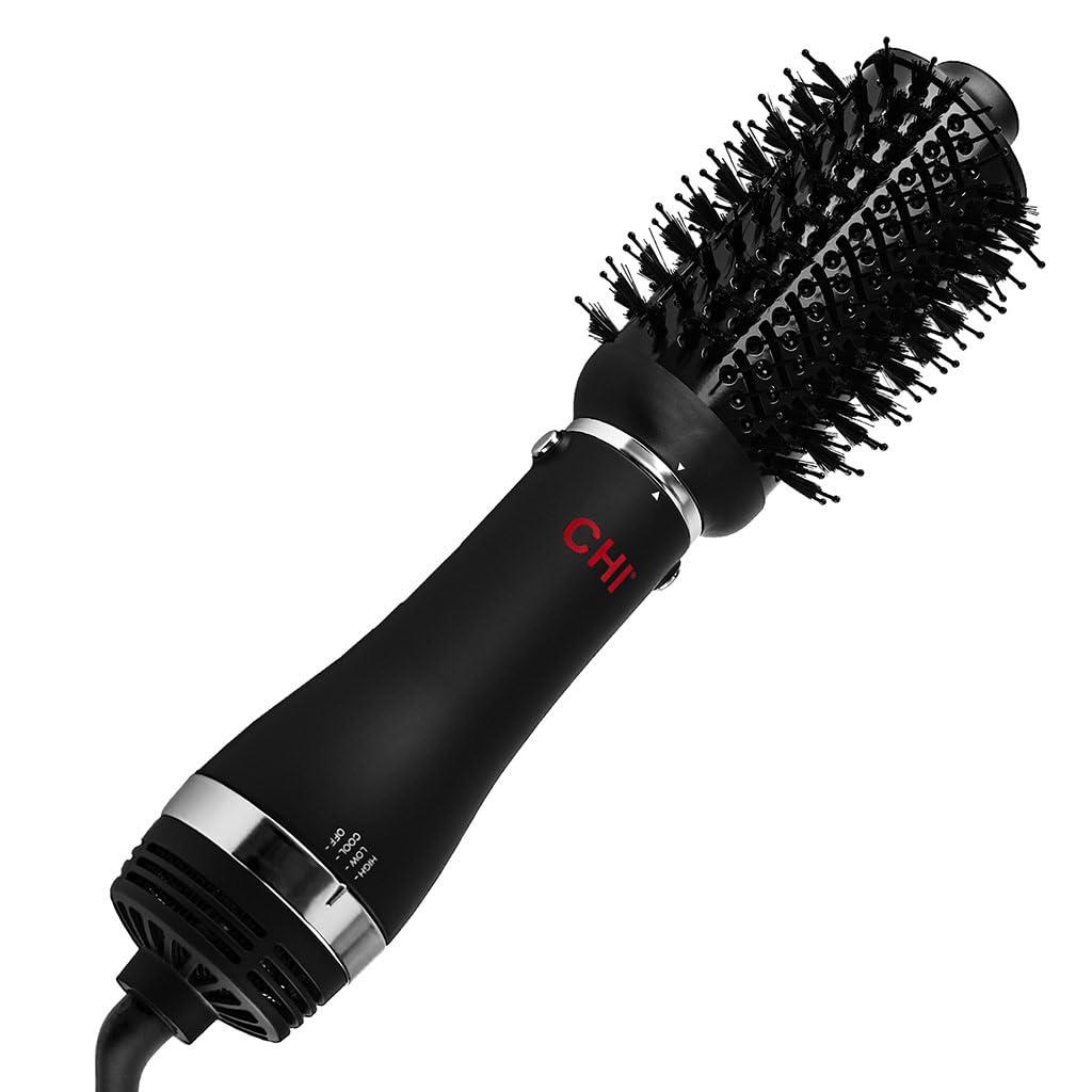 CHI Volumizer 4-in-1 Blowout Brush Hair Dryer, Multi-Attachment Ceramic Ionic Styling Tool, Preserves Natural Hair Moisture for Easy Styling, Frizz Control & Shine, Includes 4 Attachments,1000W, Black