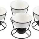 4Pcs Ceramic Butter Warmers for Seafood, 5oz Fondue Pot Set for Chocolate Butter Cheese, Ceramic Bowl for Food Crab Lobster, Suitable for Dishwasher Microwave Oven, Round