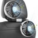USB Car Fan for Backseat: Dual Rear Seat Fans for Kids Independently Controlled Heads and 2 LED Lights 360 Rotatable Cooling Air Conditioner 3 Speeds Headrest Auto Cooler for Sedan SUV Truck Van