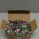 50FT Christmas Tinsel Garland, Red Green&White Metallic Twist Shiny Hanging Garland Ornaments for Christmas Tree, Party Supplies Thick Metallic Xmas Streamers