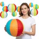 Beach Ball Paper Lanterns, 10-Pc 12 Inch Large Summer Hanging Decorations
