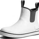 Furuian Men's Deck Boots Fishing Boots Waterproof Rain Boots Ankle Booties Slip On Neoprene Rubber Footwear Chelsea Boots Men botas para hombre for Gardening Fishing Boating Camping Sailing (White, M)
