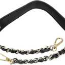 UXcell Leather Iron Flat Chain Strap, 24" 2Pcs Handbag Chains Purse Handles, Black Gold