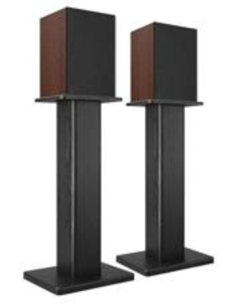60 cm Black Speaker Stands, Pair of Floor Standing Speaker Mounts, Universal Heavy Duty Speaker Stands for Bookshelf Speakers, Surround Sound, Home Theater, Studio