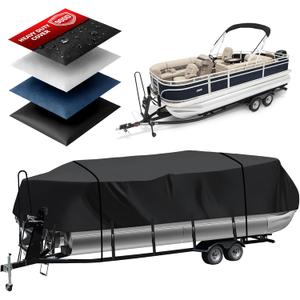 Heavy Duty 900D Pontoon Boat Cover, 20'2''-22' Marine Grade Waterproof Cover with Adjustable Windproof Tightening Strap & Anti-UV for SunTracker Party Barge/SPORTFISH/Fishin Barge
