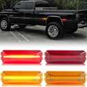 Gempro LED Dually Fender Side Marker Lights for 1994-2002 Dodge Ram 2500 3500 Amber Red Dual Rear Wheel Bed Marker Lamps 4PCS