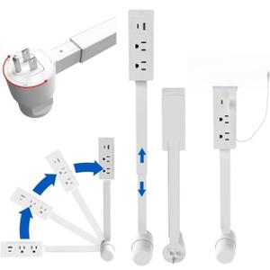 Outlet Extender Features Outlet for Hard-to-Reach Spaces, Sofas, etc. 2 AC Outlets, USB-C Ports, USB-A Ports. Extending 21''-28''，Suitable for Placement Behind Bedside Tables, desks, Sofas, etc.