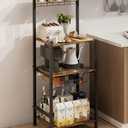 4 Tier Coffee Bar Station, Corner Bakers Rack with 5 Hooks & Wire Basket, Coffee Maker Stand for Small Space, Kitchen Storage Shelf for Entryway, Living Room, Caf, Black, 16.5"x13"x47.8"