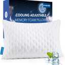 KUCEY Cooling Side Sleeper Pillow for Neck and Shoulder Pain, Luxury Shredded Memory Foam Curved Bed Pillows for Sleeping Set of 1- Adjustable Queen Size- Washable Cover Original White