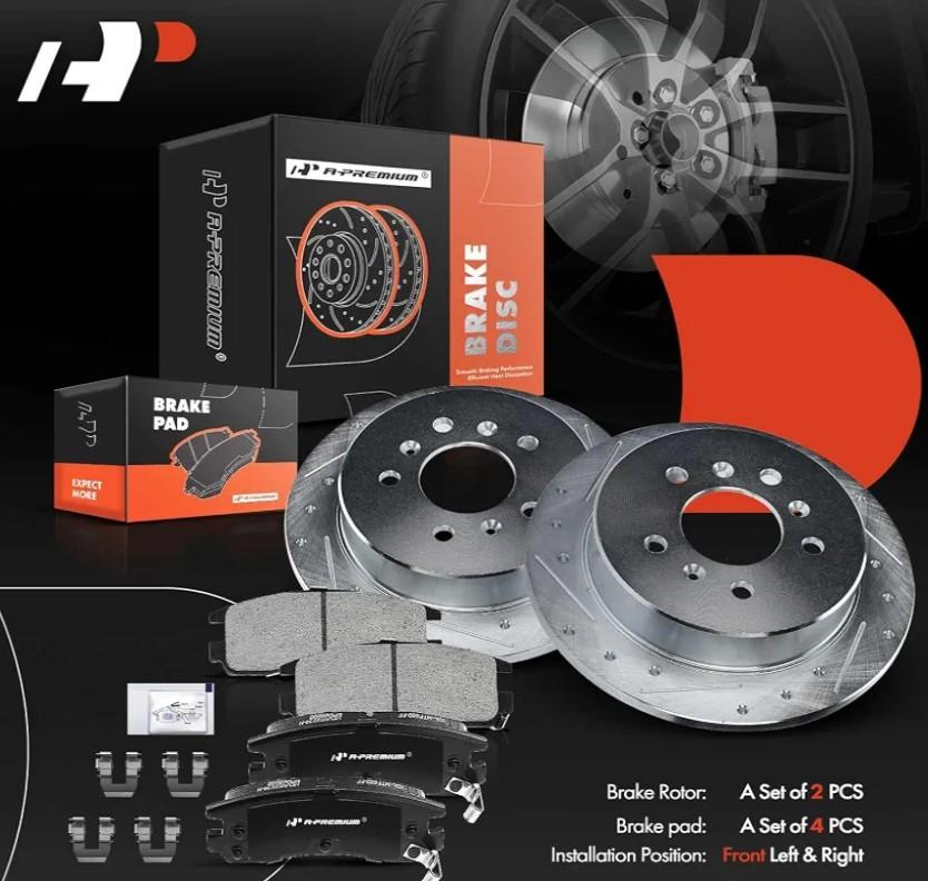 A-Premium 10.23 In(259.8 mm) Rear Brake Rotors & Ceramic Pads Kit, 6-Pack | Compatible with Acura and Honda Models - CL 1998-1999, Accord 1998-2002, 2.3L