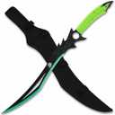 REAT Ninja Sword with Sheath, 26" Fantasy Full Tang Desgin,440 Stainless Steel Blade with Black Coating,Non-silp Cord-Wrapped Handle,Real Swrods for Adults (Green)