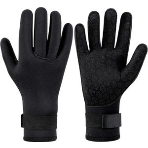 SUJAYU 3mm Neoprene Gloves Diving Gloves Wetsuit Gloves, Anti Slip Fishing Gloves Surfing Glove with Adjustable Wrist Strap, Water Proof Gloves Pool Glove Swim Gloves Ice Fishing Gloves (Small, Black)