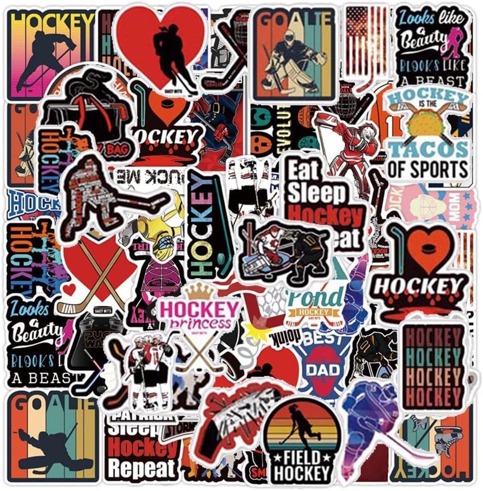 2 x Hockey Stickers |50 Pcs Field Hockey Waterproof Vinyl Decals for Water Bottles Laptop Luggage Cup Computer Mobile Phone Skateboard Guitar Dcor
