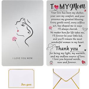 9 x Mothers day gifts for mom, My Mommy Valentines Day Wallet Card from Daughter, Dear Birthday Card, Long Distance Gifts Angel, I love You Mom PresentTo my mom (Silver)