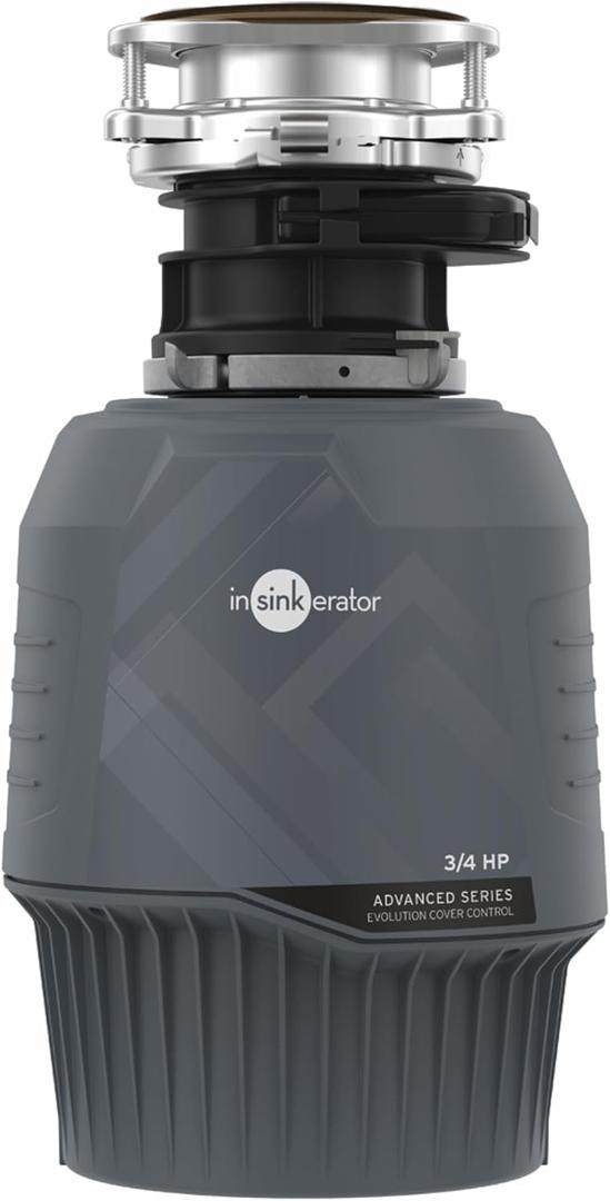 InSinkErator Evolution Cover Control with power cord, 3/4 HP Garbage Disposal, Advanced Series EZ Connect Batch Feed Food Waste Disposer