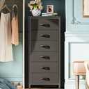 Huuger Tall Dresser for Bedroom, 6 Drawer Dresser & Chests of Drawers, Fabric Dresser for Closet, Bedroom, Night Stand, End Table with Metal Frame, Storage Tower with Fabric Bins, Black