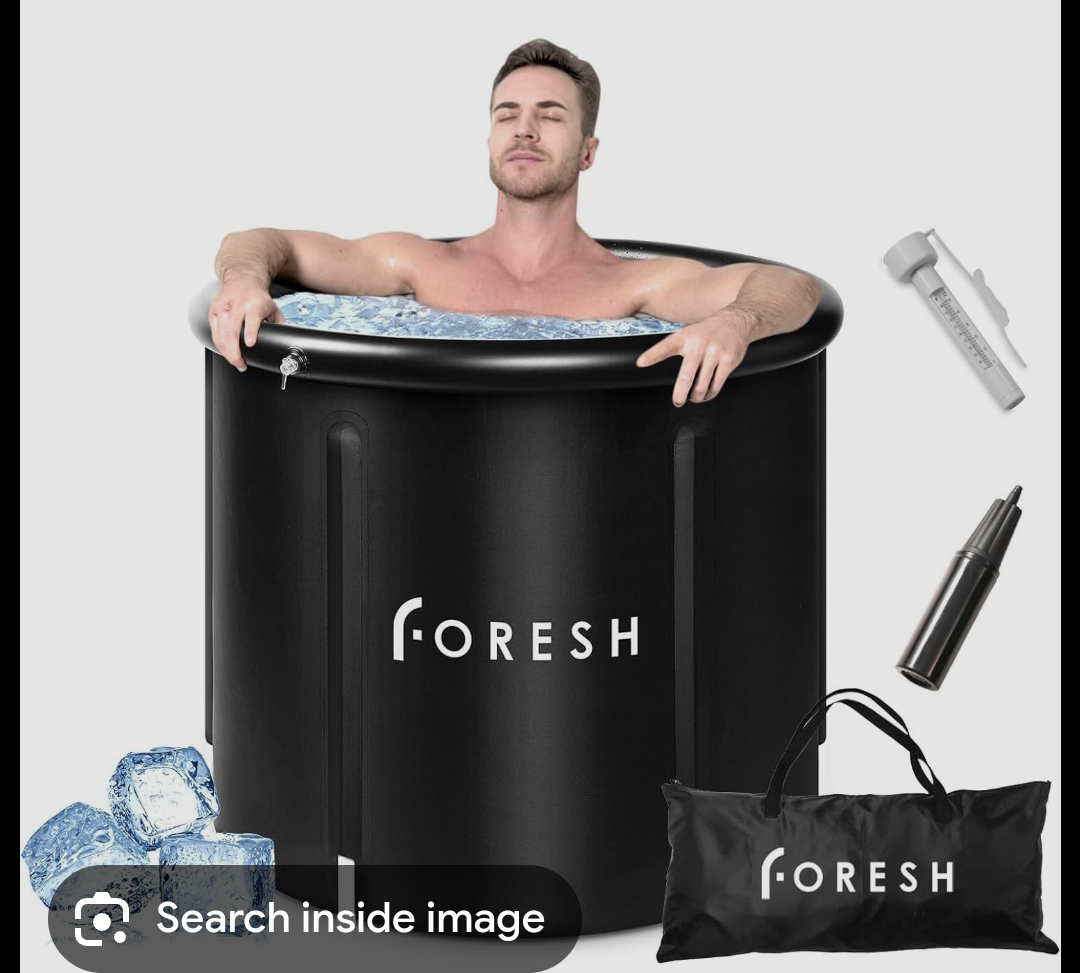 Foresh 105gal Ice Bath Cold Plunge Tub (Environmental Material Certificated) for Muscle Relax, Cold Therapy after Workout, Sports. Safe Healthy Portable Inflatable icebath Barrel. Outdoor. Travel Bag