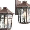 Darkaway Large Outdoor Sconce Lights Wall Light Fixtures,14inch Exterior Porch Light Outdoor Sconce Anti-Rust Outside Light with Water Ripple Glass for Patio Yard Garage, 2 Pack (Bronze)