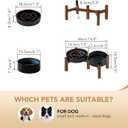 Havniva Elevated Slow Feeder Dog Bowls, 1.2 Cups/7.3 inch Slow Feeders + 6.1 inch Ceramic Dog Food & Water Bowls Set with Acacia Wood Stand Puzzle Bowls for Fast Eater, Small Dogs Anti-Choking,  2 x Starry Sky + Stand - A, M- 7.3inch / 1.2 Cups