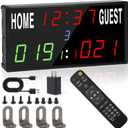Scoreboard Electronic Digital Score Keeper with Remote Basketball Scoreboard Sports Score Ticker with Timer 12/ 24h Real Time for Football/ Cornhole Hole/ ping Pong/ Table Tennis Dart Indoor&Outdoor Games