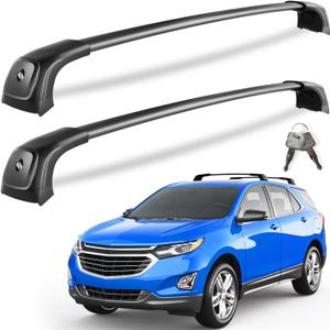 KINGGERI 330lbs Lockable Roof Rack Cross Bars Compatible with Chevrolet Equinox 2018 2019 (Roof Rails with Fixed Point), Chevy Heavy Duty Anti-Theft Aluminum Roof Rails Crossbars Luggage Cargo Carrier