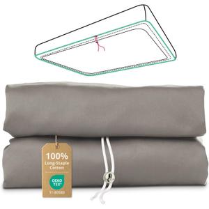 Queen Fitted Sheet Only with Drawstring and 360 Elastic Strap for Tight Fit, 100% Long-Staple Cotton Fitted Queen Sheet, Luxury Soft, No Slippage, 1000TC, Deep Pocket Fits 8" to 16" Mattress