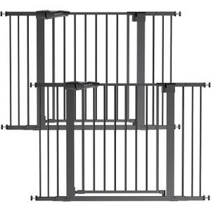 Babelio Baby Gate for Doorways and Stairs, 29-48" Auto Close Dog Gate PressGuard P7, Easy-Install Pressure Mounted Satey Door, No Drilling Safety Gate for Child and Pets, 2 Pack, Black
