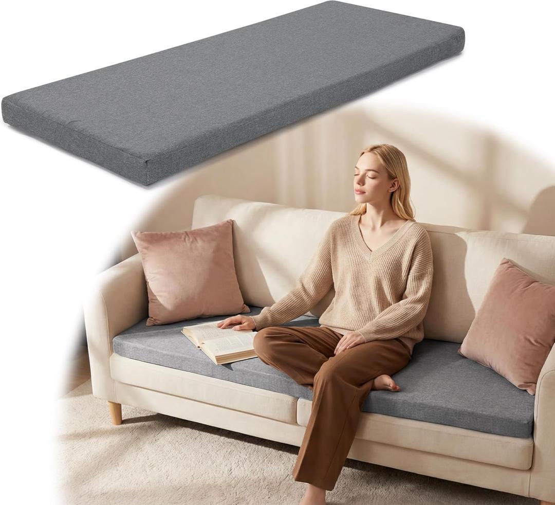 BALAPET 3 Inch Thick Memory Foam Sofa Topper, Breathable Couch Topper Cushion for Enhanced Comfort, 71 * 27.5 Inch Couch Cushion with Washable Cover