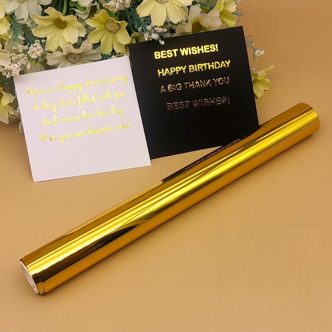 Metallic Hot Foil Roll, 5M(Length) X19.5CM(Width) Laser Toner Reactive Foil Roll,Use Laminator Laser Printer,Paper Holographic Heat Transfer Craft Foil For Handmade Craft Accessories-Matte Golden