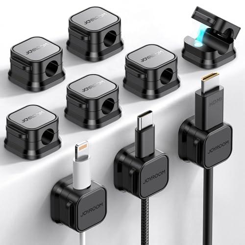6 Pack Magnetic Cable Clips [Cable Smooth Adjustable] Cord Holder, Under Desk Cable Management, JOYROOM Adhesive Wire Holder Keeper Organizer for Home Office Desk Phone Car Wall Desktop Nightstand