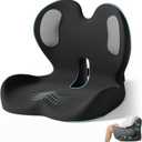 Ergonomic Seat Cushion,Office Chair Cushion with Lumbar Support Pillow,Car Orthopedic Seat Cushions,Designed for Sciatica,Tailbone,Back Pain Relief,for Office,Car,Truck,Home,Desk Chair (Black+honeycomb Cloth)