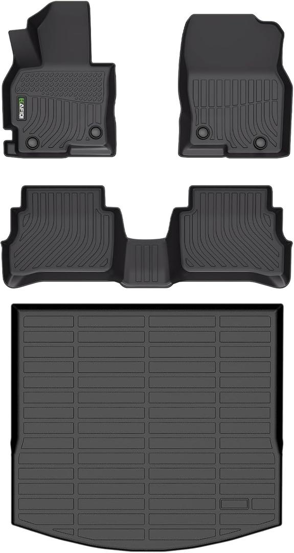 HAFIDI® Floor Mats & Cargo Liner Set Fit for Mazda CX5 2013-2016 All Weather Protection TPE Anti-Slip Automotive Full Set Floor Liners Custom Accessories - Black