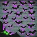 48 Pack Halloween 3D Bats Decorations Wall Stickers with Glow in Dark Eyes 8 Different Style Removable PVC LED Bat Wall Stickers for Indoor Outdoor Home Window Door Garage Decor Party Supplies