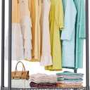 IZEUK Heavy Duty Clothes Rack with Drawers, Metal Freestanding Garment Rack for Hanging Clothes with 1 Rod & 2 Drawers, Adjustable Closet Wardrobe Organizer, 15.7" D x 35.5" W x 72.4" H, Dark Grey