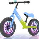 Lilian&Gema Balance Bike, Colorful Lighting Toddler Balance Bike, No Pedal Toddler Bikes with Adjustable Handlebar & Seat (blue)