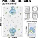 2 Pcs Blue Floral Butterfly Print Dish Towel Set, Absorbent Decorative Waffle Weave Bath Towel Kitchen Dish Guest Towels, Gift for Women Friend Coworker Sister Christmas Birthday Housewarming