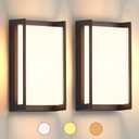 iYogaled Modern Exterior Lighting Fixtures, 3-Color Temperature Front Porch Light fixtures, IP65 Waterproof Wall Sconce,18W Rectangular Black Outdoor Wall Lights for House Walkway Stair Garage