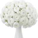Giegxin 48 Pcs Ranunculus Artificial Flower,Real to Lifelike Peonies Artificial Flower Silk Faux DIY Bouquet for Wedding Bridal Shower Valentine Centerpieces Arrangements Home Decorations(White)