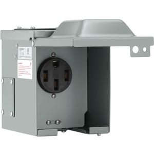 LENZ 50 Amp 125/250V NEMA 14-50 Power Outlet Box, Outdoor Weatherproof Lockable Receptacle, ETL Certified, for EVs, RVs, Campers, Trailers, Motorhomes, and Home Use