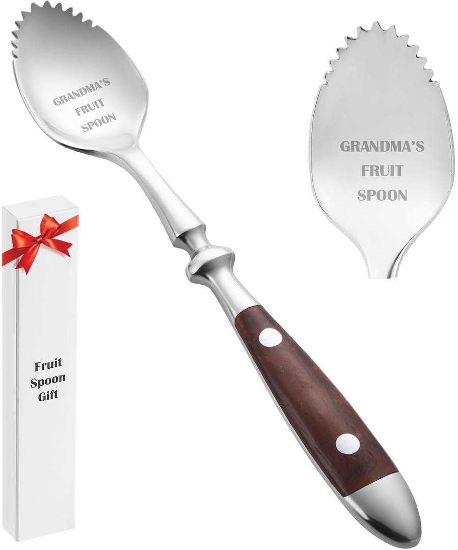 5 x Funny Gifts for GrandmaChristmas Grandma Gifts,Grandmas Fruit SpoonBirthday Gifts for GrandmotherPresents for Grandparents from Grandkids,Unique Serrated Grapefruit Spoon with Bakelite Handle