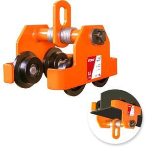 YATOINTO 1/2 Ton 1100LBS Dual Wheels Beam Trolley, 3"-5" Adjustable I Beam Trolley, Push Manually Trolley Hoist with Dual Track Rollers, Push Track Roller Trolley for Lifting