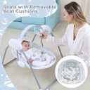 Baby Swing for Infant,Newborn Swing with Music,5 Speed Levels,Timing Setting,Soft Cushion,Foldable Infant Swing with with Hanging Planets Toy & Mirror for Indoor Outdoor Use 0-9 Months