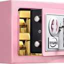 TENAMIC Safe Box 0.23 Cubic Feet Electronic Digital Security Box, Keypad Lock Box Cabinet Safes, Solid Alloy Steel Office Hotel Home Safe, Pink
