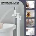 Senlesen Bathroom Chrome Freestanding Tub Faucet Floor Mounted Bathtub Shower Faucet with Handheld Sprayer