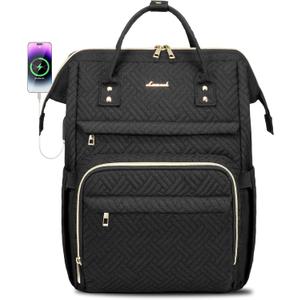 LOVEVOOK Laptop Backpack for Women,15.6 Inch Professional Womens Travel Backpack Purse Computer Laptop Bag Nurse Teacher Backpack,Waterproof Work Bags Carry on Back Pack with USB Port,Black Plait